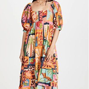 FARM Rio Tropical Collage Midi Dress